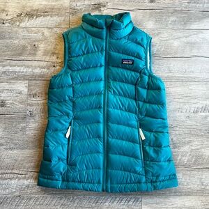 Patagonia Like New Down Sweater Vest Girls Turquoise